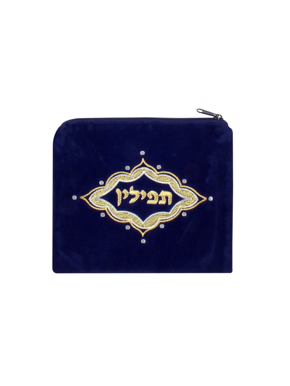 תיק תפילין קטיפה כחול כהה רקמת... | תיקים ומנשאים לתפילין